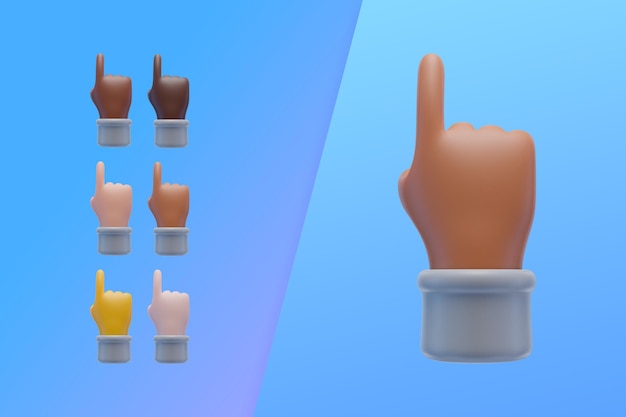 3d collection with hands pointing index finger up