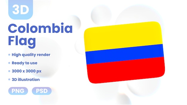 PSD bandiera 3d della colombia