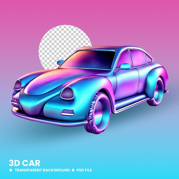 PSD 3d color car without background psd
