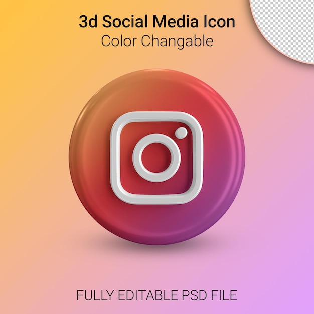 Icone di social media modificabili a colori 3d