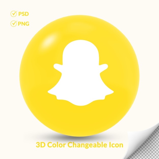 Icona del logo snapchat rotondo 3d modificabile a colori