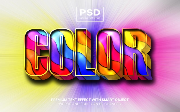 PSD 3d color editable text effect