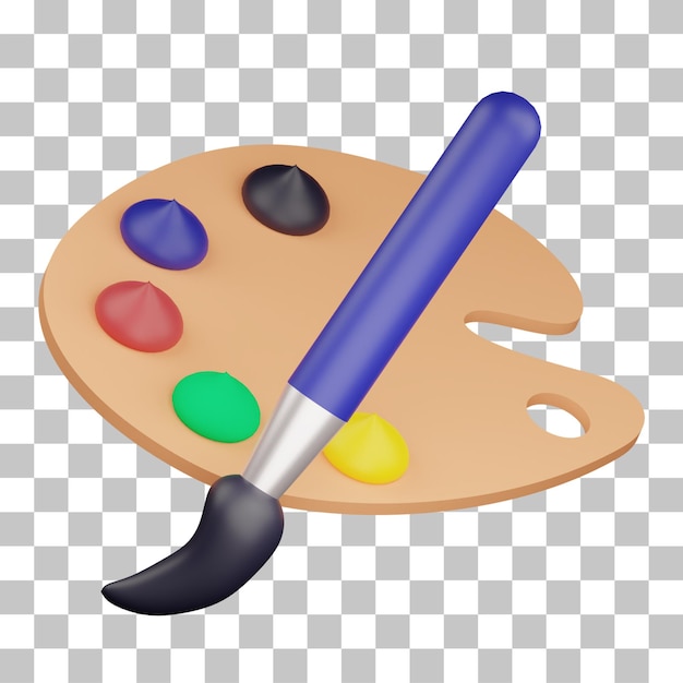 Warercolor della palette di colori 3d con un'immagine psd di alta qualità dell'illustrazione del pennello