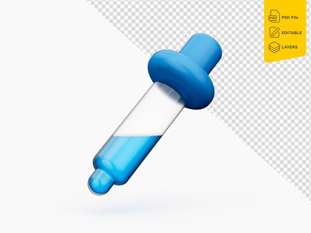 PSD 3d color picker or dropper pipette icon medicine dropper on white background ilustracja 3d