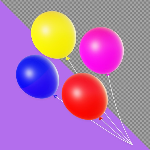 PSD 3d colorful balloon rendering design isolated