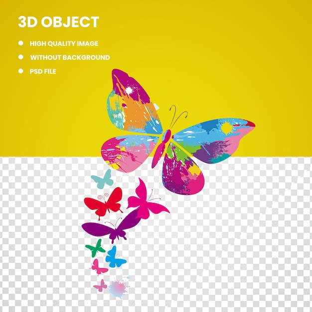 PSD modello di farfalla colorata 3d