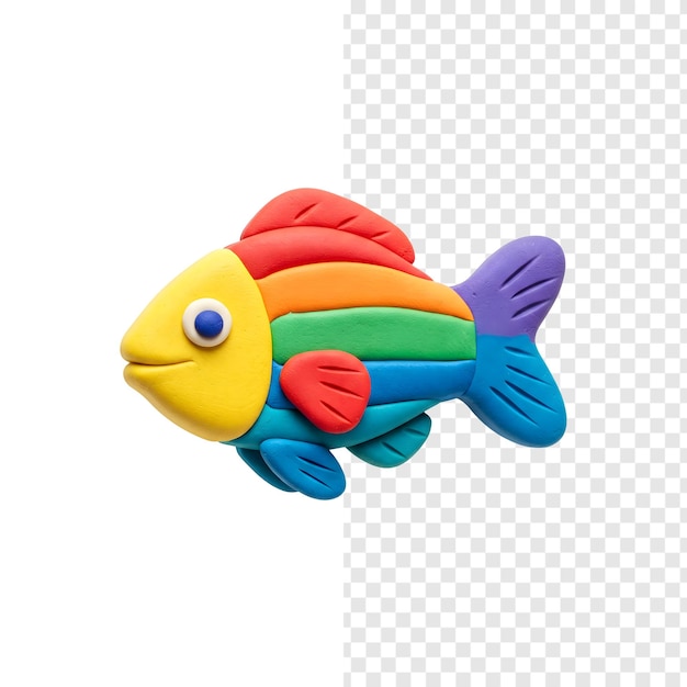 3D Colorful Clay style Cartoon Shark transparent background 3d render