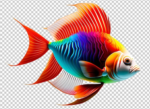 PSD 3d colorful and cute fish underwater