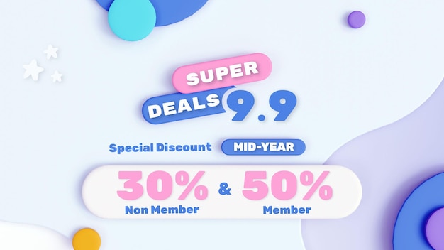 PSD 3d colorful discount sale with editable text