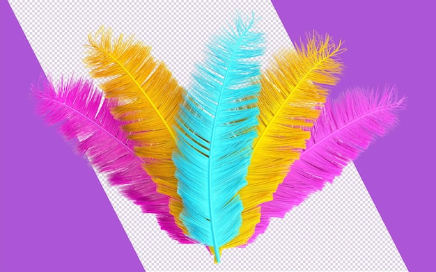 3d colorful feathers for carnival composition