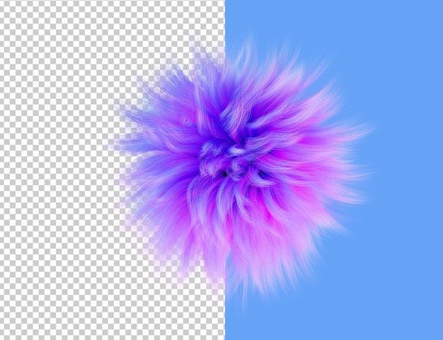 PSD 3d colorful fluffy ball  pink fur ball 3d render