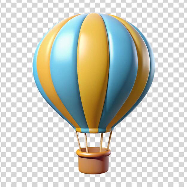 3d colorful hot air balloon on transparent background