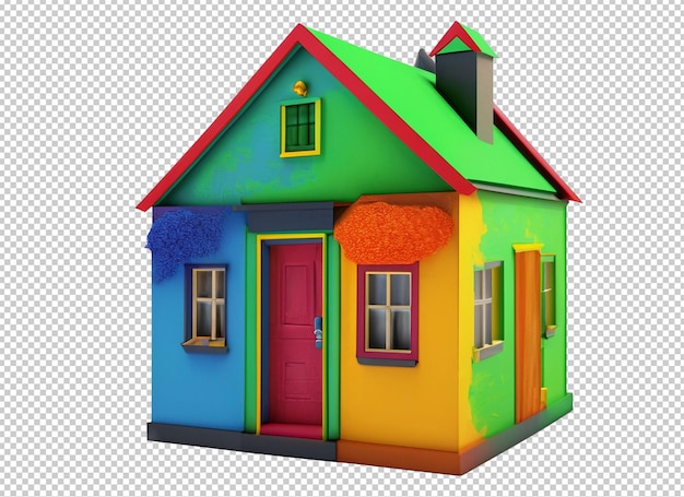 PSD 3d colorful house clipart png