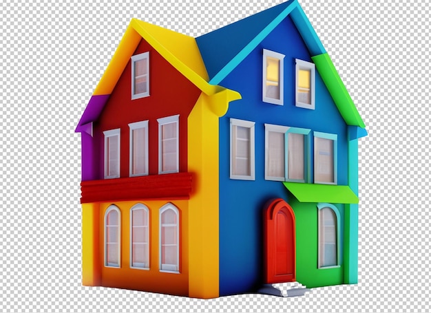 3d colorful house clipart png