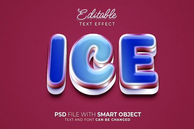 3d colorful ice editable text effect