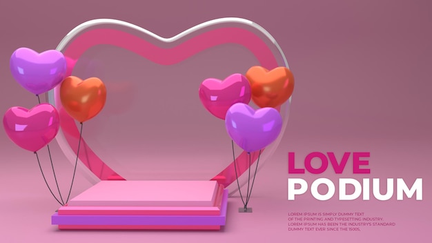 3D Colorful Love Podium Sale Banner