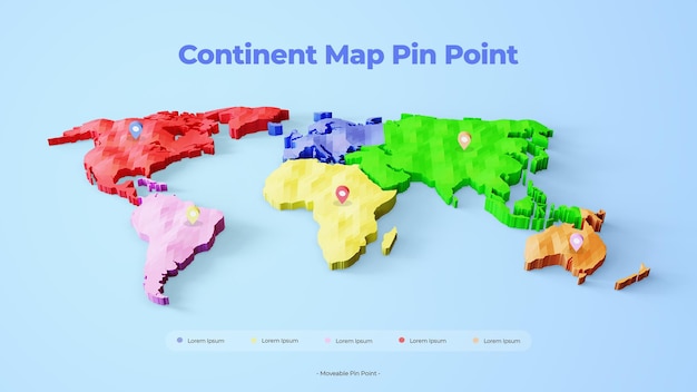 3d colorful map with moveable pinpoint
