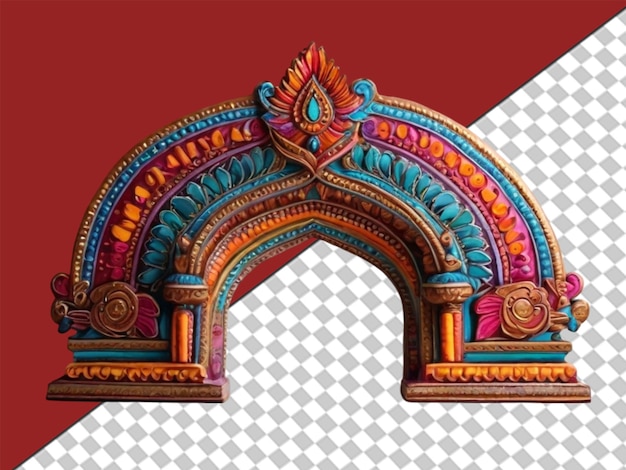 Arco indiano 3d colorato su sfondo trasparente