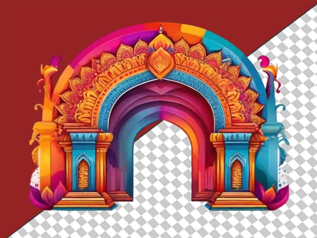 PSD arco indiano 3d colorato su sfondo trasparente