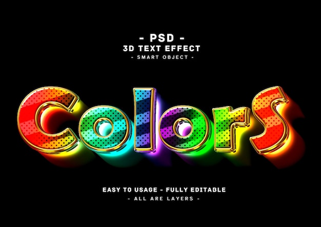 PSD 3d colors text style effect