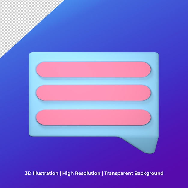PSD 파란색과 분홍색 색상의 3d 주석 아이콘 그림