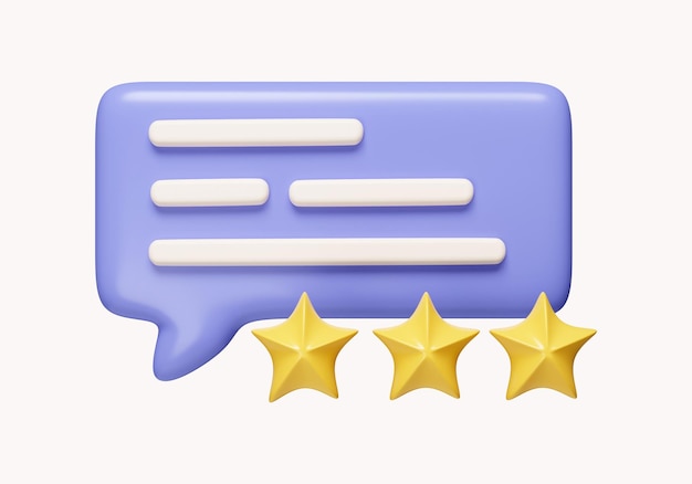 PSD 3d comment and star rate review customer experience quality service excellent feedback icon isolated on white background 3d rendering illustration clipping path