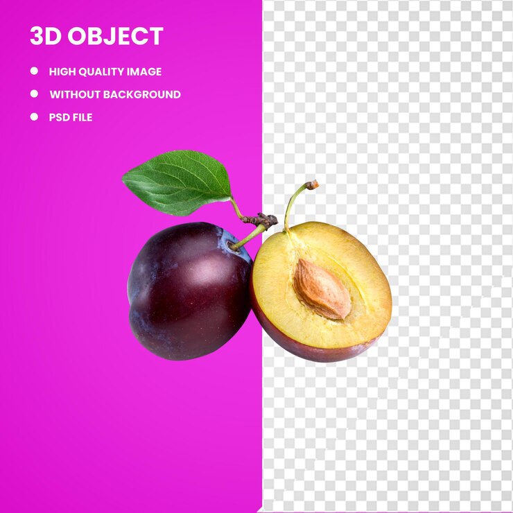 PSD 3d обычная слива сушеные фрукты питание большая слива