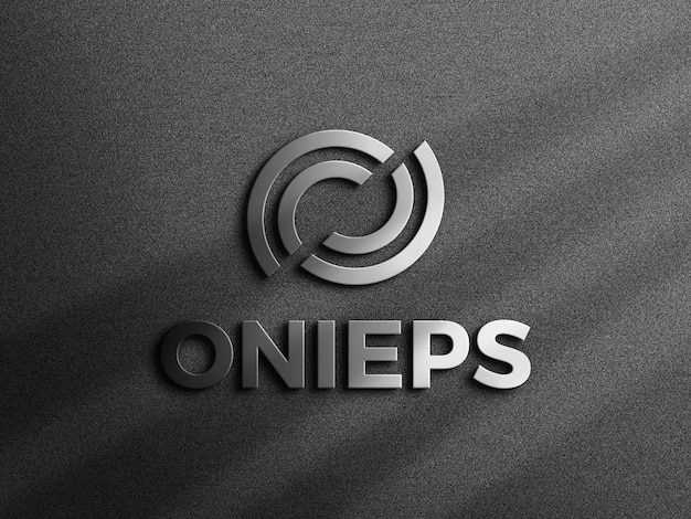 3d company silver logo mockup