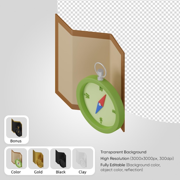3d compass with map