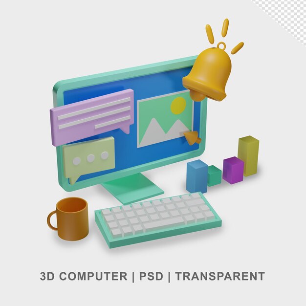3d computer Desktop bundle transparent no background
