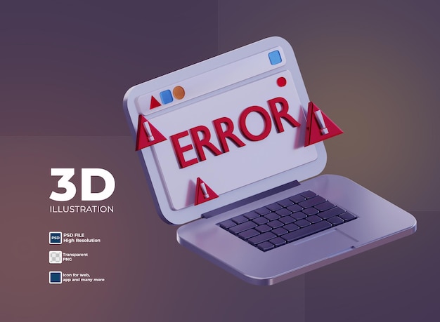 PSD manutenzione degli errori del computer 3d