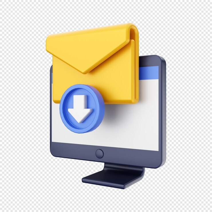 PSD 3d computer function downloading mail