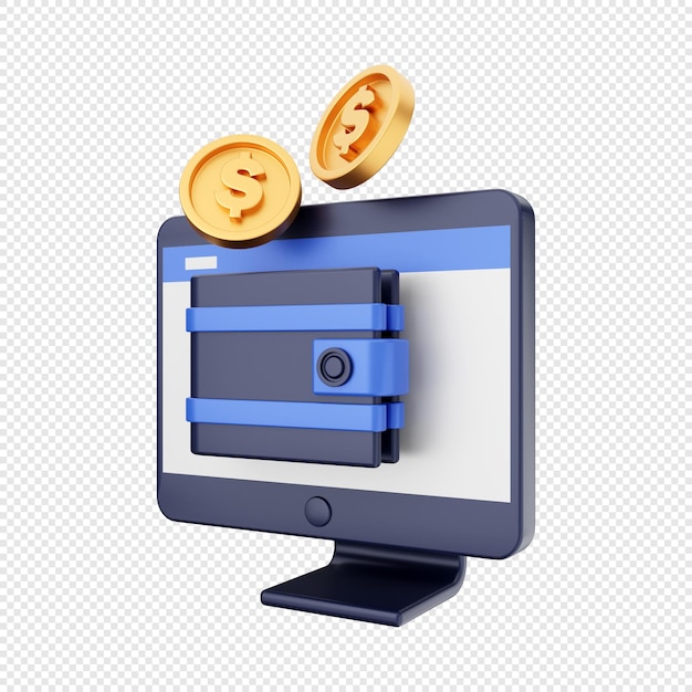 PSD 3d computer function ewallet