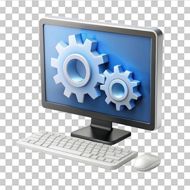 3d computer function setting system isolated on transparent background