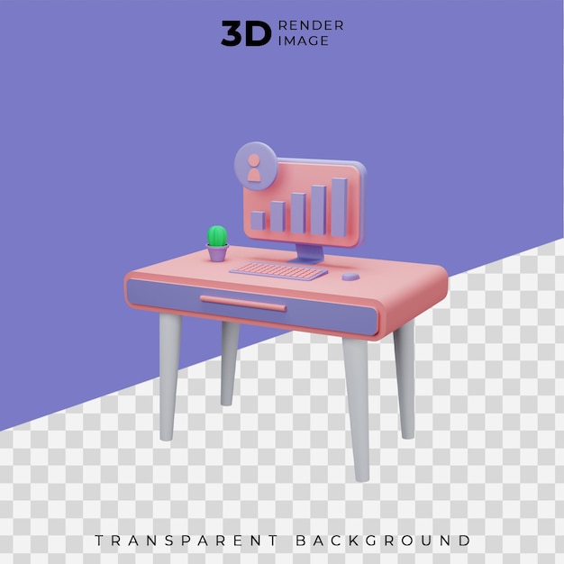 PSD 3d компьютерная иллюстрация на столе