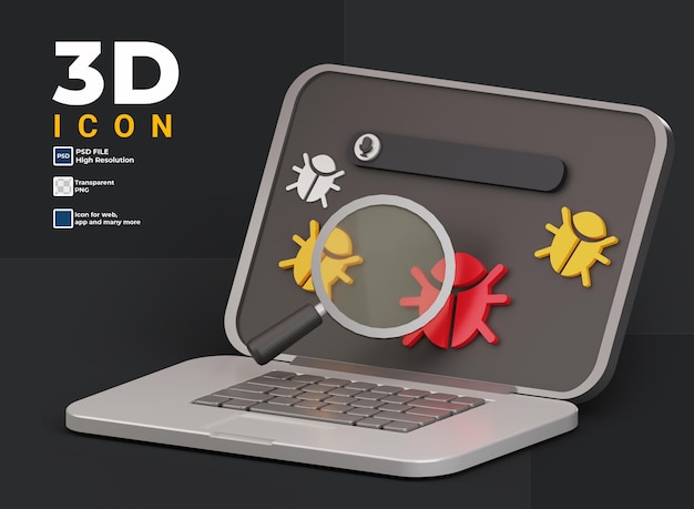 3d Computer Virus and Bug Icon