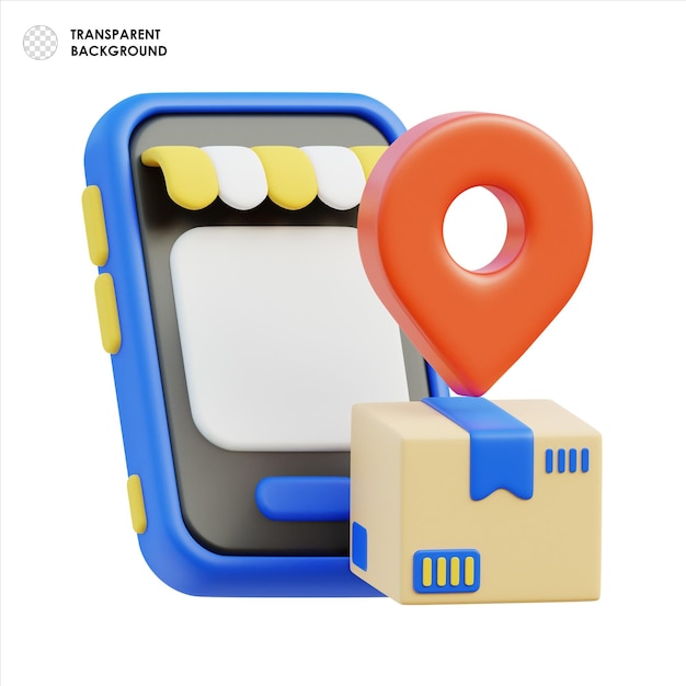 3d concept of package delivery service with location pin icon