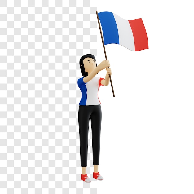 PSD 3d-conceptweergave van franse vlag geïsoleerd