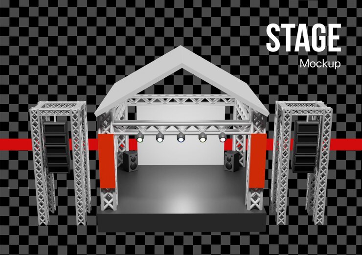 PSD мокет 3d-концертной сцены для музыки или мероприятия