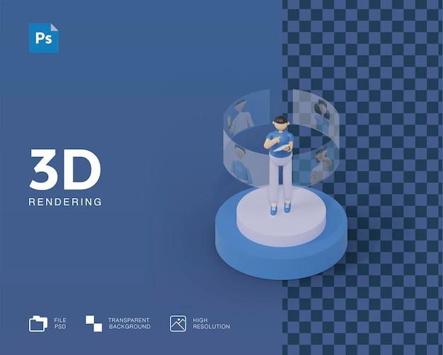 PSD Иллюстрация встречи 3d конференции