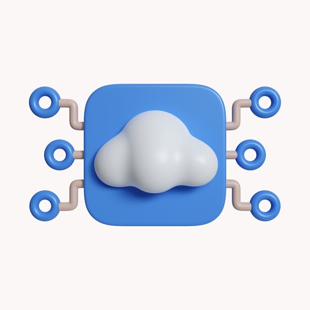 PSD 3d connect to cloud computing concept icon isolated on white background 3d rendering illustration clipping path