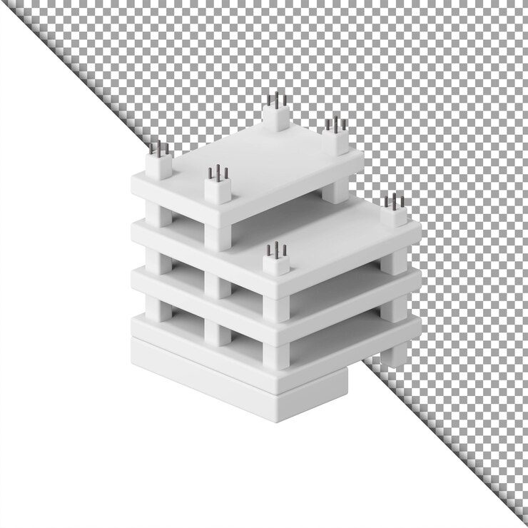 3D 건설 현장 건물 격리 프리미엄 psd.