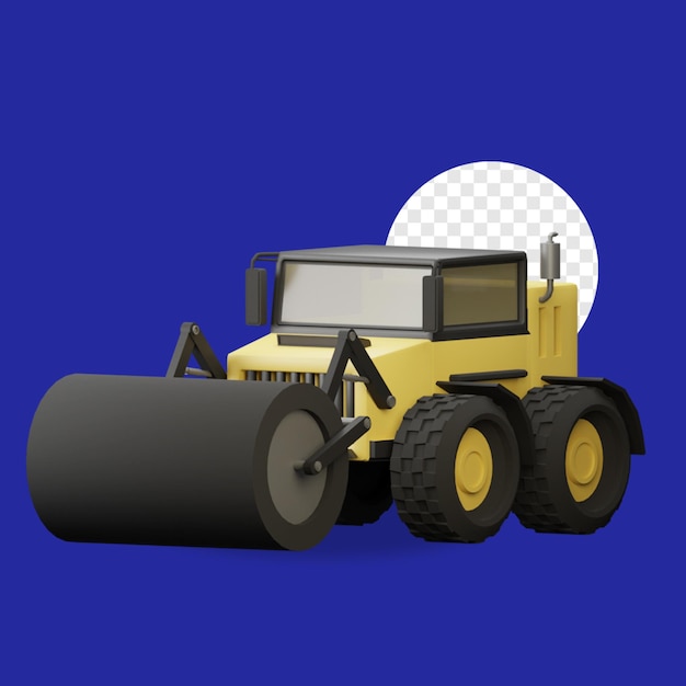 3d construction vehicle roller side view