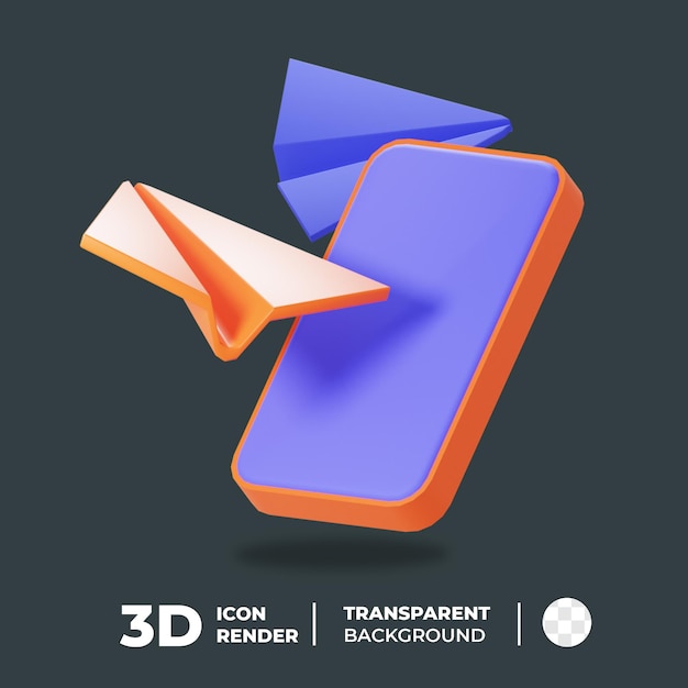 3d 문의 아이콘 전화 종이 비행기