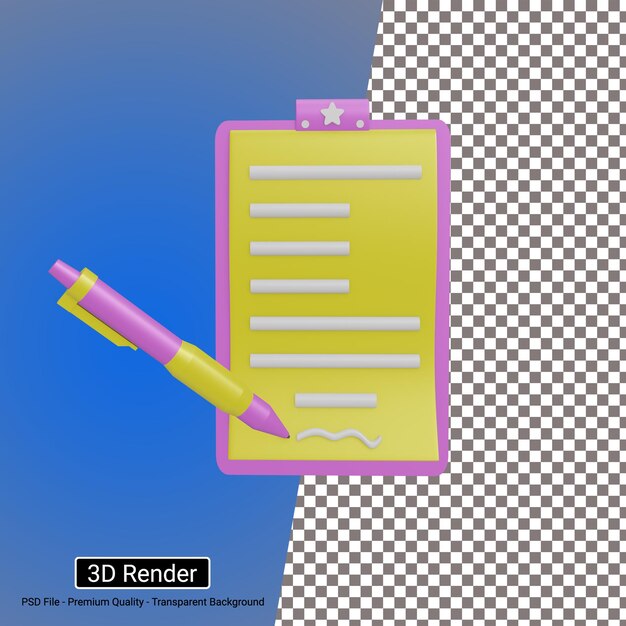 3d contract signature file icon