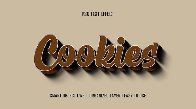 Редактируемый текстовый эффект 3D печенья