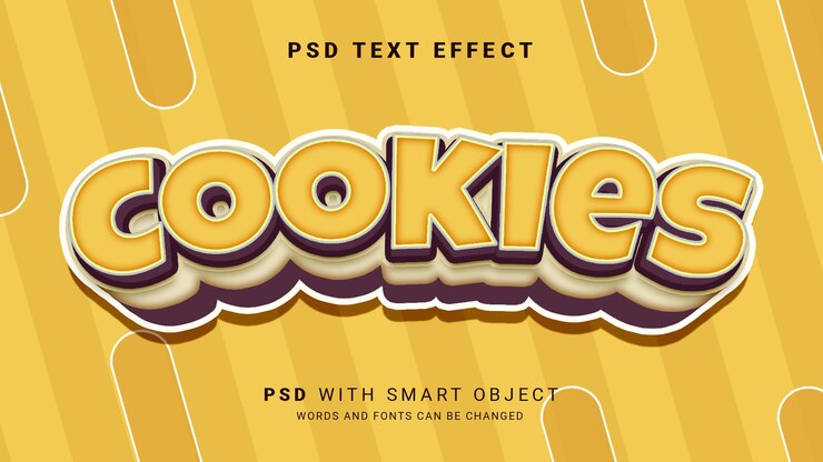 PSD 3d cookies editable text effect