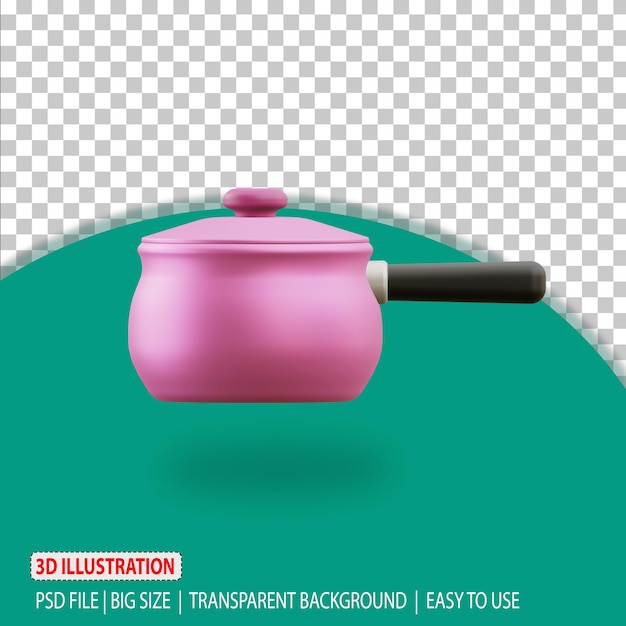 3d cooking pot icon home tools rendering with transparent background