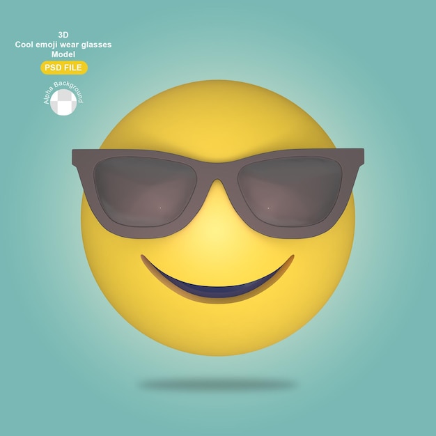3d cool emoji indossa il rendering di occhiali