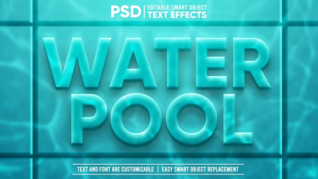PSD 3d cool underwater pool edytowalny efekt tekstowy